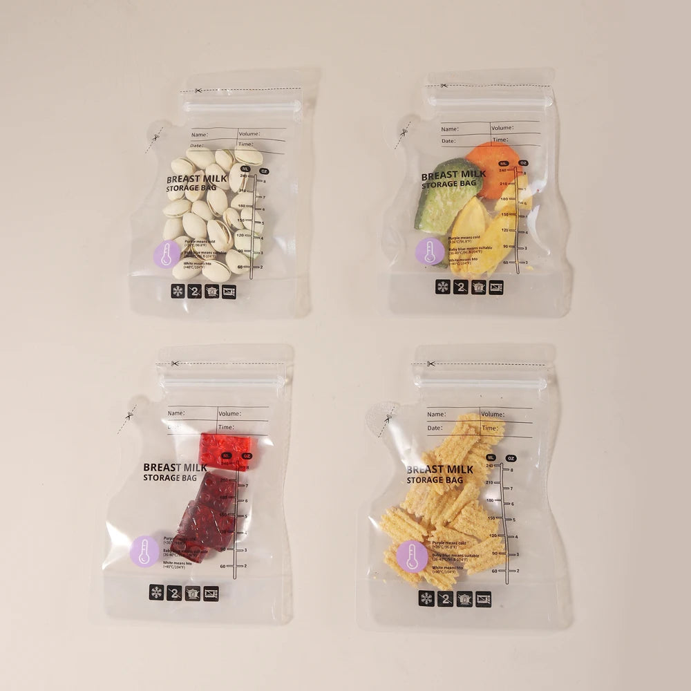 60 Pack Temperature Sensitive Breast Milk Storage Bags -Food Grade PE, Transparent with Measurement Lines,  Disposable & Leakpro