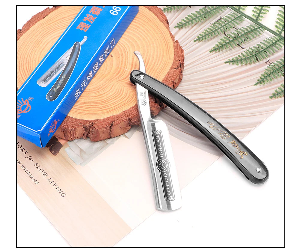 Rasoir droit manuel classique pliant en acier inoxydable