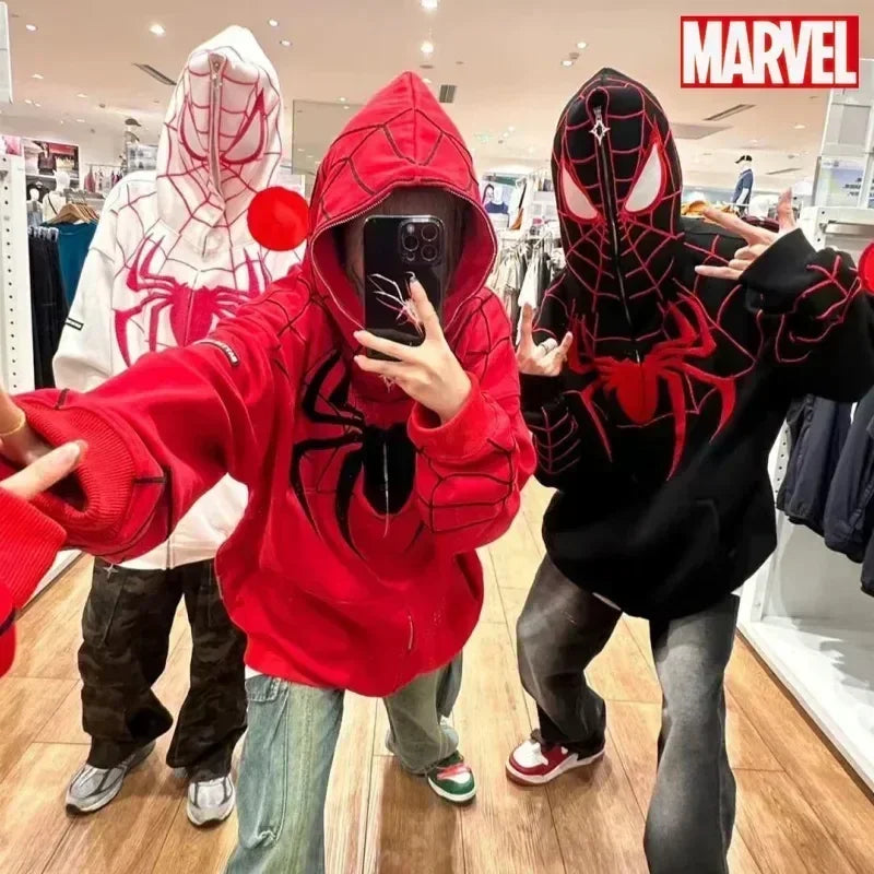 Anime Marvel Spider Man Hoodie 3D Digital Printing Hoodie Fashion Hip Hop Sweatshirt Zipper Top Women'S Coat Couple Holiday Gift