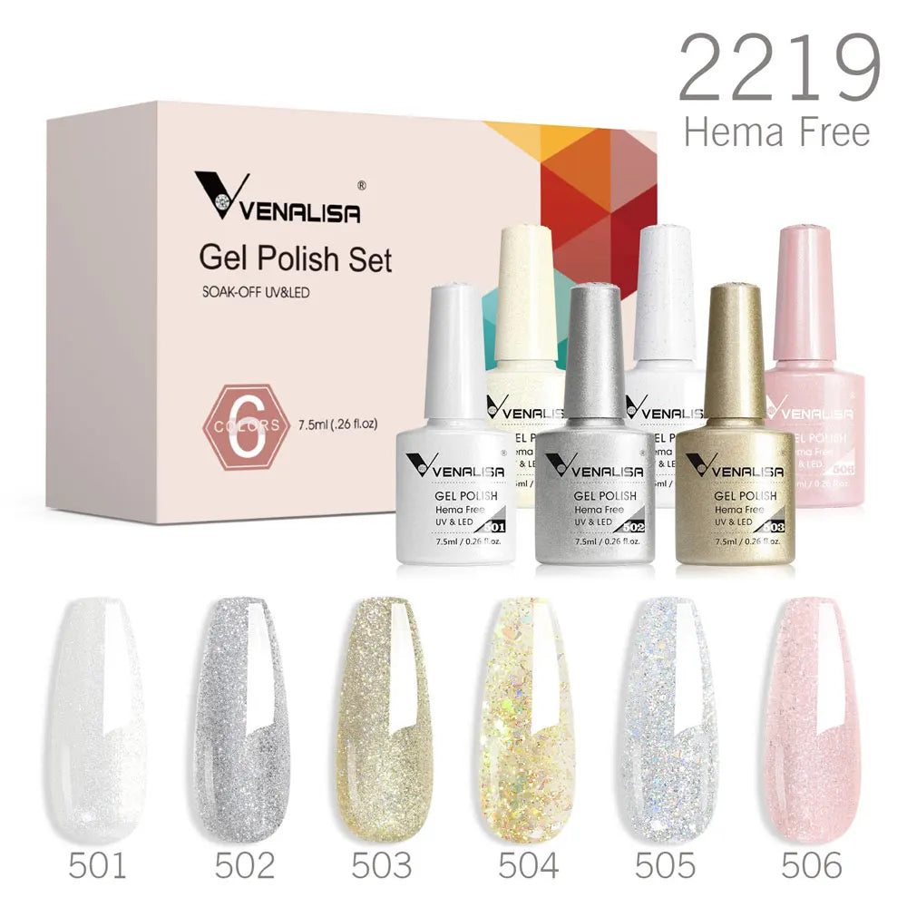 6pcs/kit VENALISA Collection de couleurs de Noël Ongles d’hiver