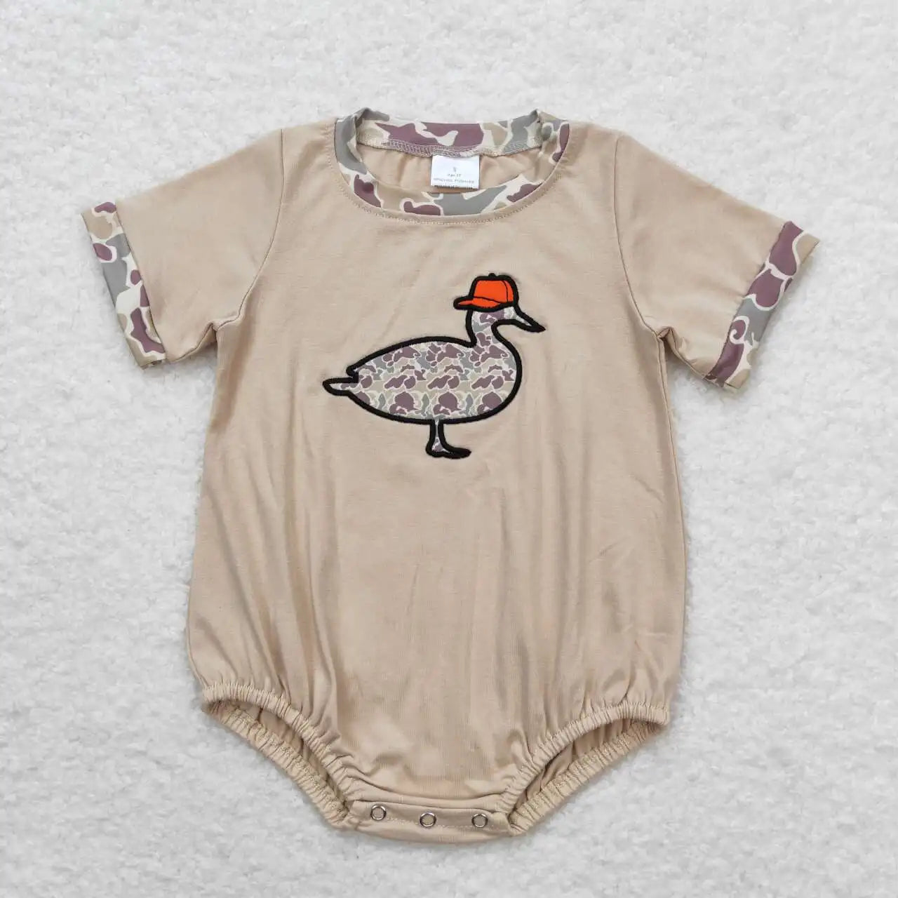Wholesale Kids Children Short Sleeves Onesie Newborn Toddler Cotton Embroidery Baby Infant Boys Hunting Deer Duck Dog Rompers