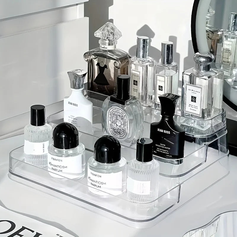 Perfume storage box-Cosmetic storage box, sturdy transparent rack, suitable for kitchen and bathroom countertop cabinet storage