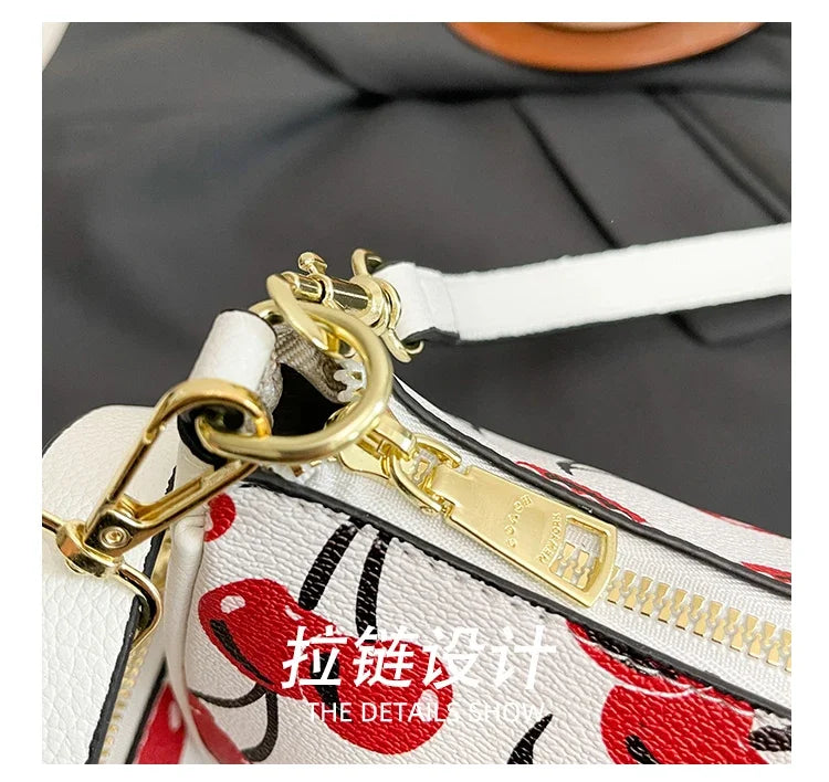 2025 Latest! Modern Vintage Cherry Crossbody - Mahjong - Style Chain Bag, Shoulder/Underarm Design, Women's Light Luxury