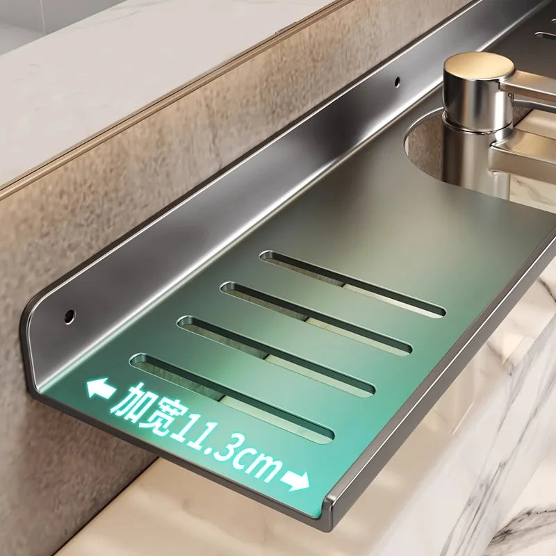 Kitchen and bathroom storage rack, washbasin rack, suction cup mirror, front rack, bathroom sink, faucet, wall mounted