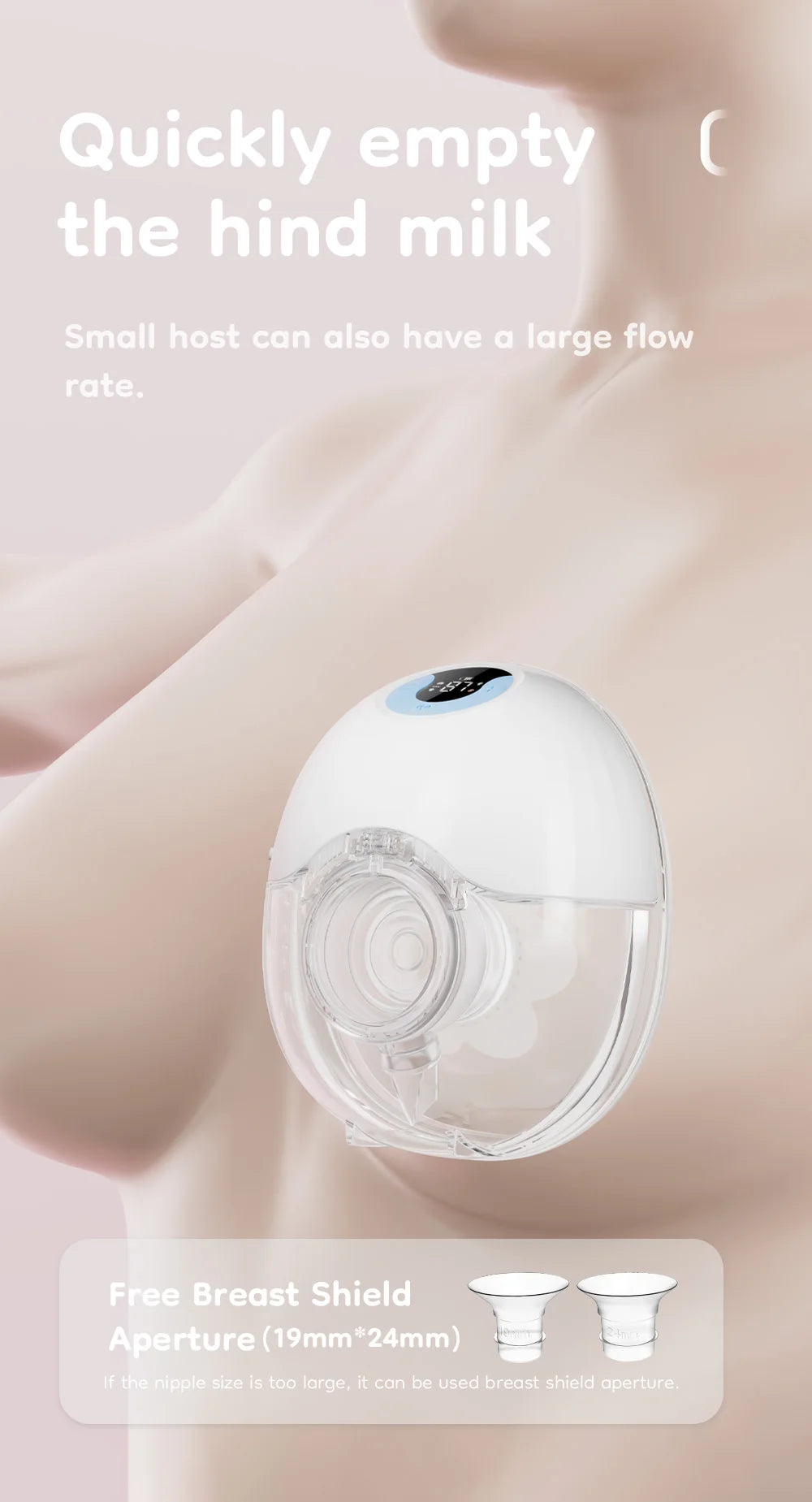 Wearable Electric Breast Pump 4 Modes 36 Suction Levels Hands-Free Milk Collector with 19/24mm Flange for Comfortable Feeding