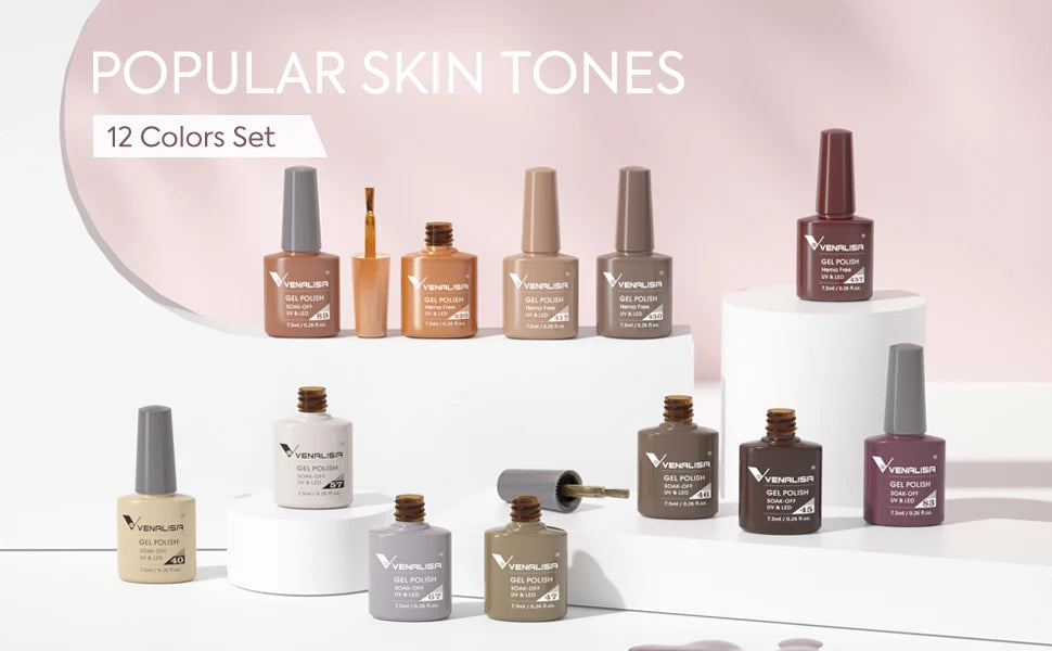 12pcs/kit Venalisa Vernis à ongles gel pigmentée Terre brune