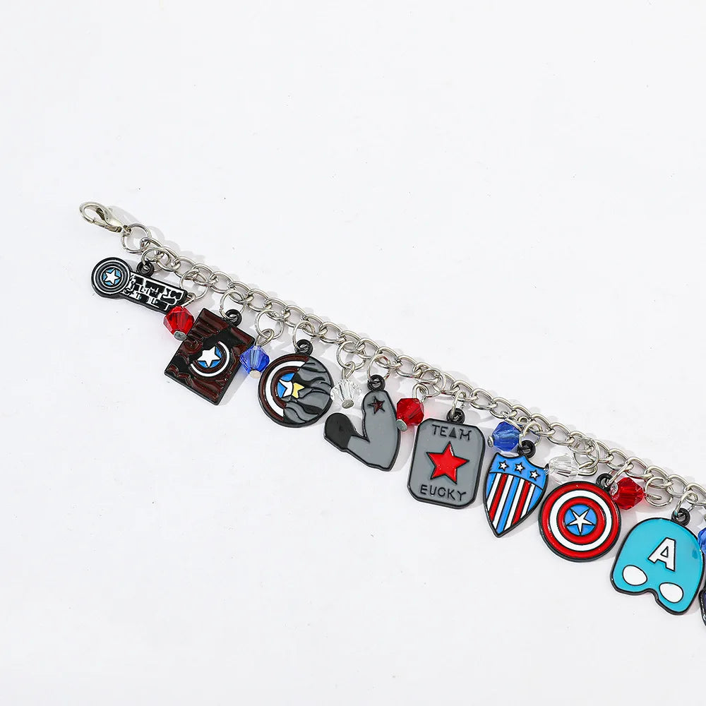 Marvel Superhero Series Personalized Fashion DIY Metal Enamel Bracelet Creative Men's and Women Jewelry Gifts Suitable for Fans
