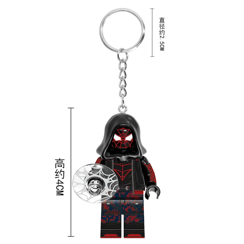 Marvel Spiderman Doll Universe Miles Gwen Cartoon Cute Building Blocks Assembled Toy Ornament Keychain School Bag Pendant Gift