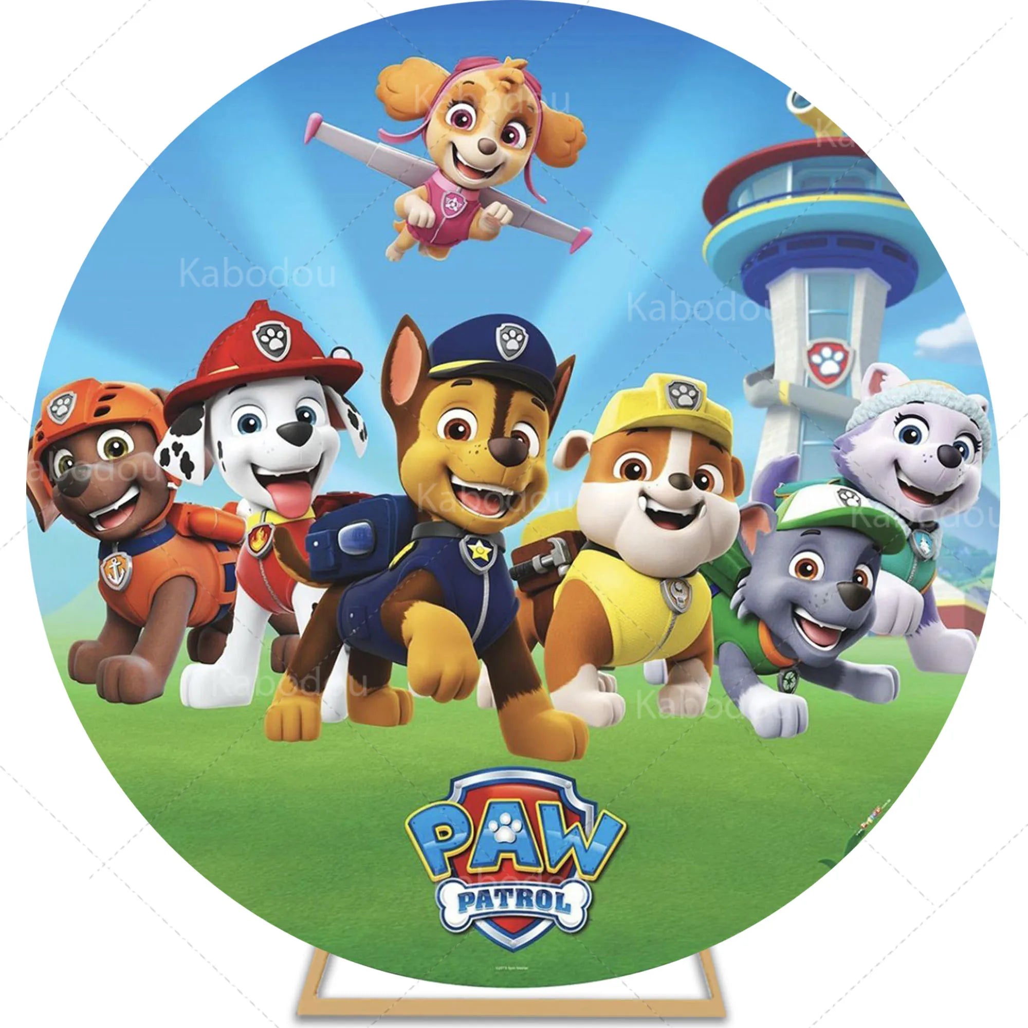Paw Patrols Round Backdrop Boys for Birthday Party Cartoon Dog Decoration Baby Shower Photography Background Circle Studio Prop