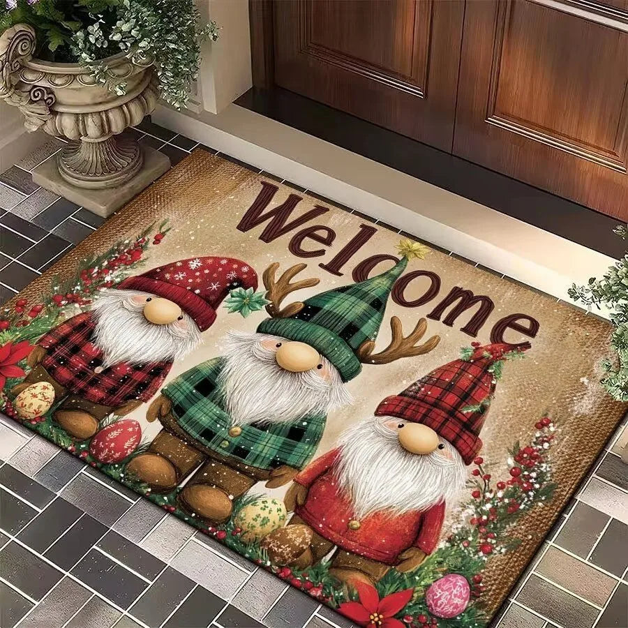 Christmas Tree Santa Claus Elk Christmas Entry Door Floor Mat Festive Decorations Carpet Bathroom Anti-slip Mat Entrance Doormat