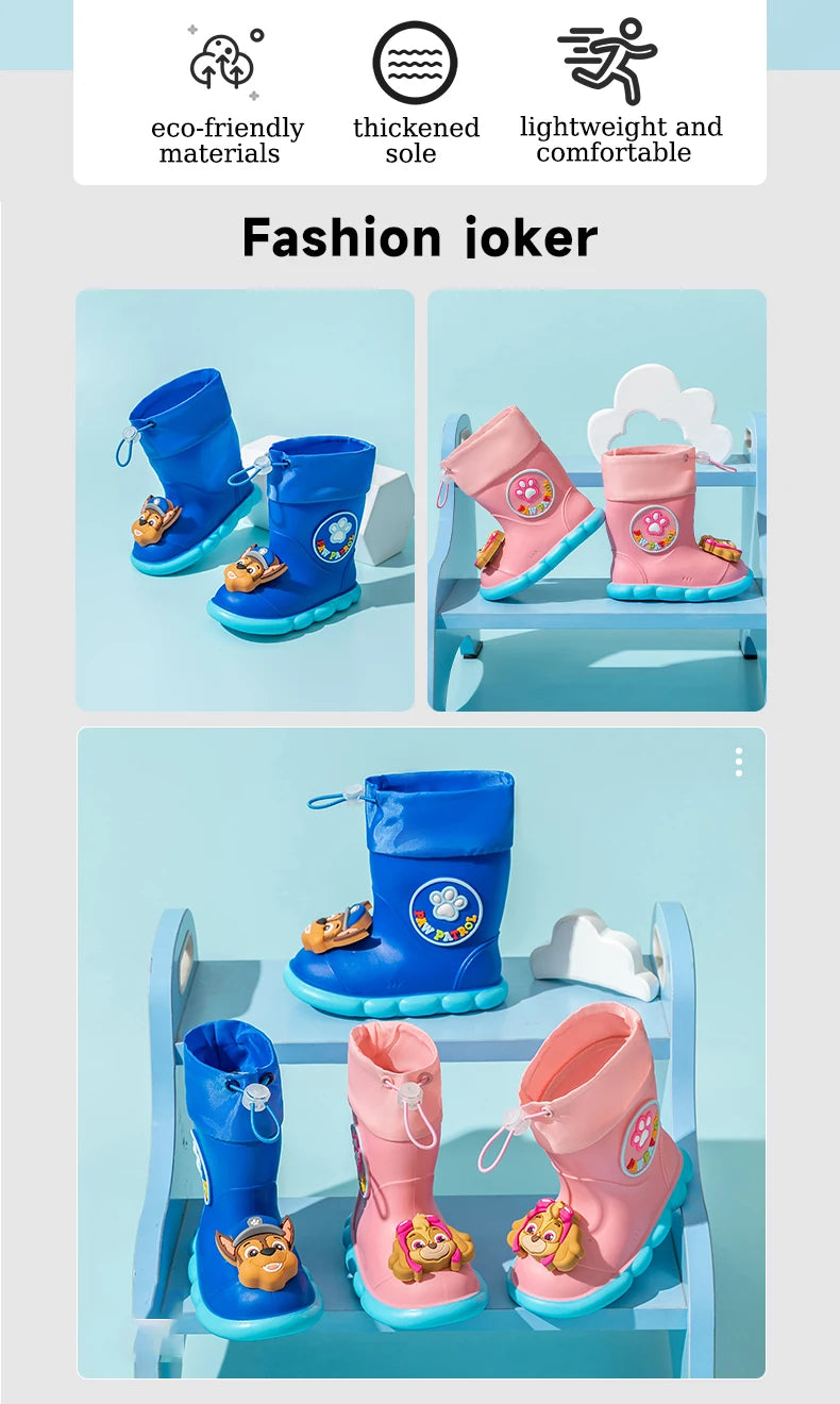 PAW PATROL Pvc Waterproof Rain Boots For Baby Boys And Girls Kid's Outdoor Comfortable Casual Shoes