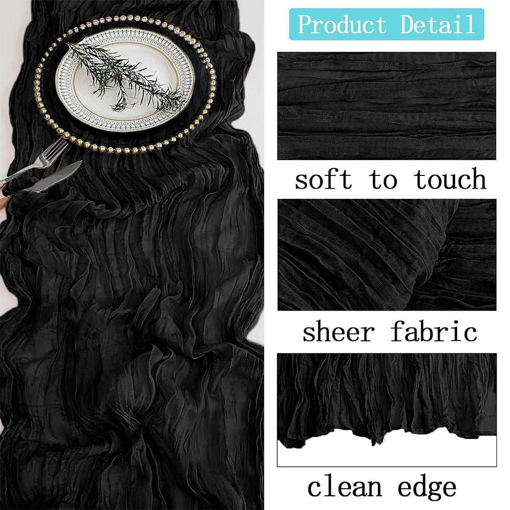 Christmas Green Red Burgundy Cheesecloth Table Runner Boho Rustic Gauze Terracotta Table Runner for Wedding Party Birthday Decor