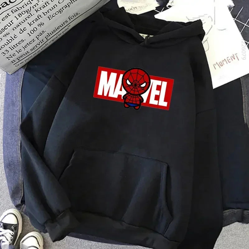 Daily Marvel Printed Men Hoodies Cartoon Hipster Spiderman Creative Fashion Graphic Trendy Autumn Winter Male Sweatshirts