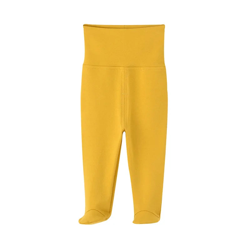 Newborn Baby Pants Boy Girl Cotton Leggings 0 To 12 Months Spring and Autumn High Waist Solid Color Foot Binding Trousers