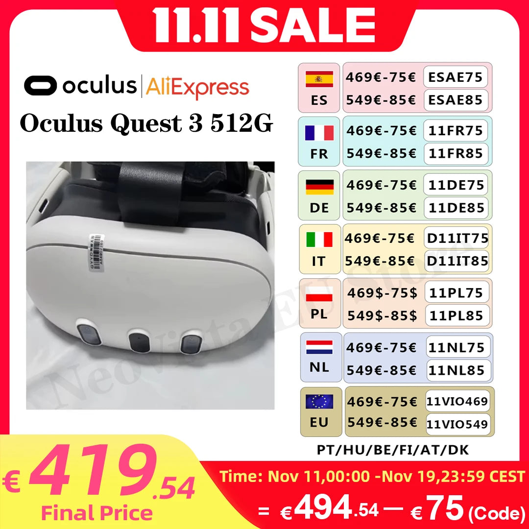 Oculus Quest 3 512G/ 128GVR All-IN-ONE Headset With Integrated Head VR headset Motion Sensing Game Console Smart Glasses Quest 3