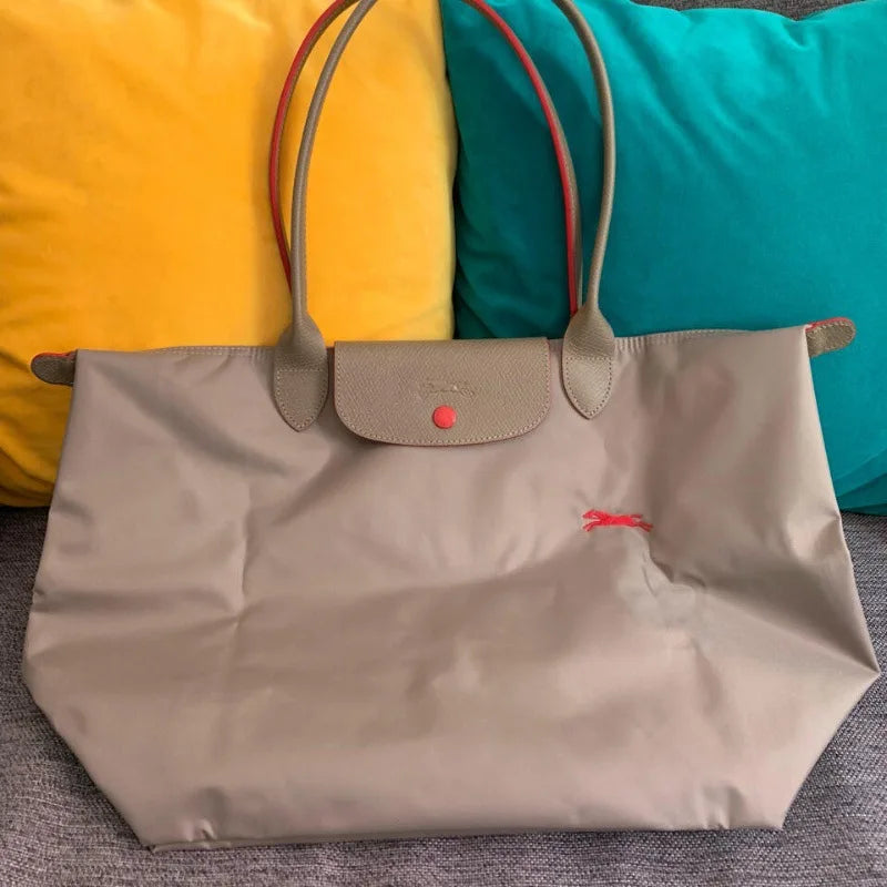 1 Women foldable hobos nylon Handbag Bags Classics Lady Tote Bag embroidered Shoulder Bags short and longchamp handles bags