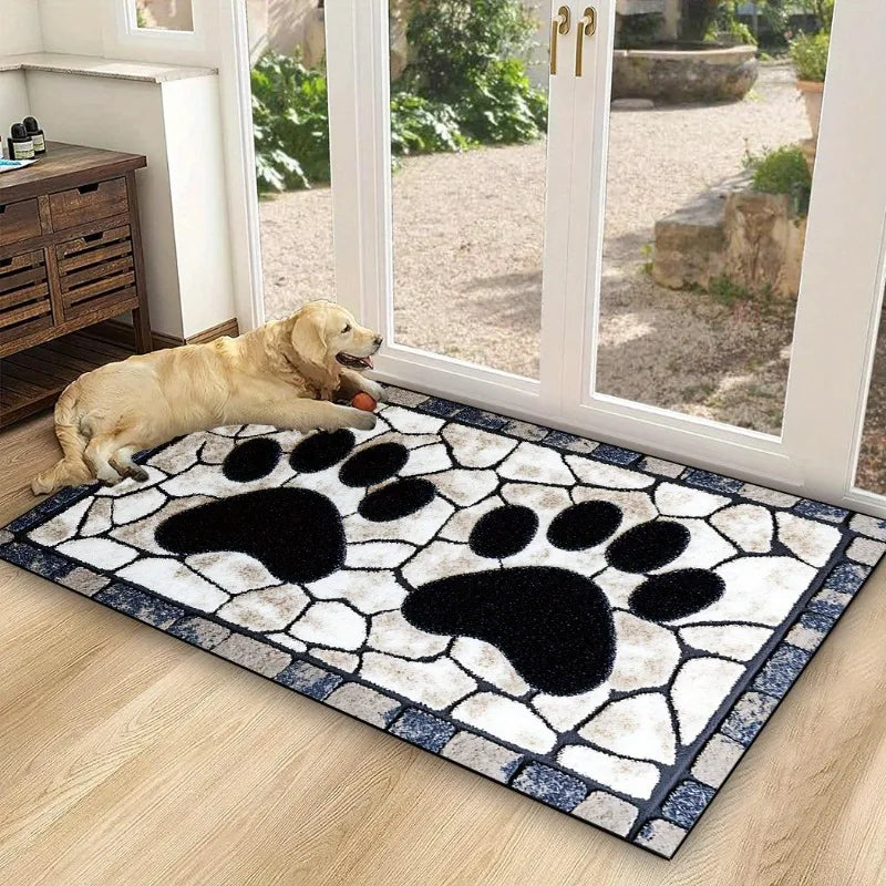 1pc Cute Door Mat Paw Printed Rectangular Door Mat with Silicone Base Sophisticated Bathroom Entry Adding A Touch of Elegance