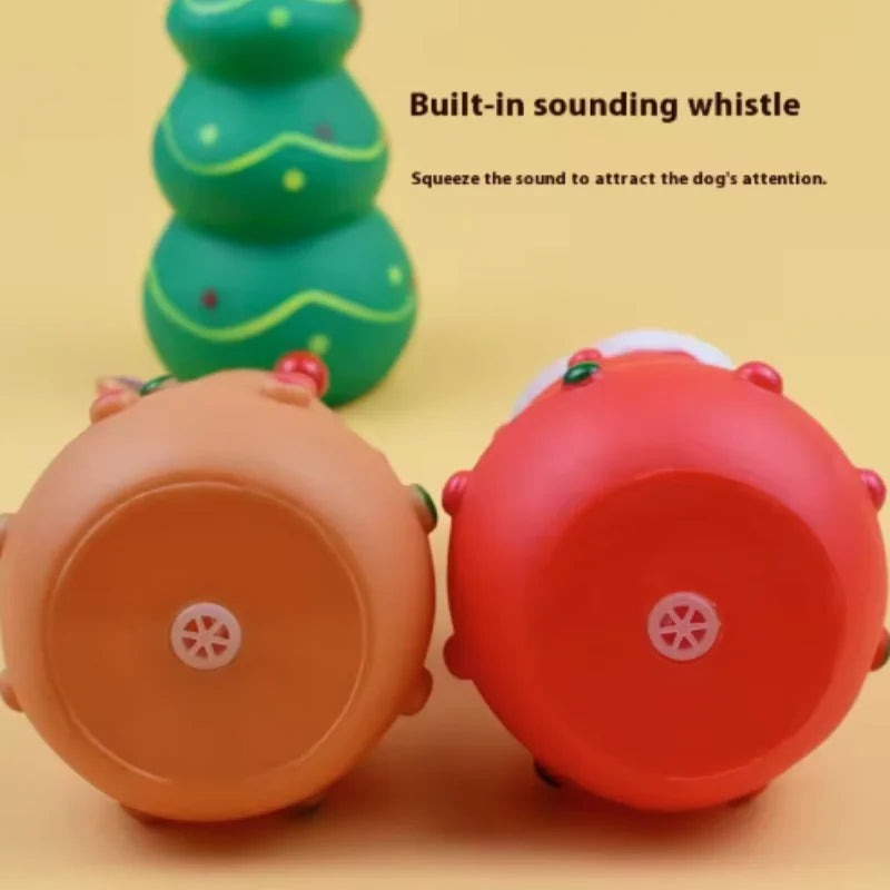 Christmas Themed Pet Squeaky Chew Toys Santa Tree Elk Design Durable Latex Rubber Teething Toys for Dogs And Cats Teeth Grinding