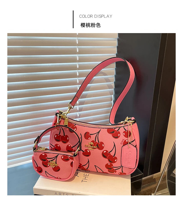 2025 Latest! Modern Vintage Cherry Crossbody - Mahjong - Style Chain Bag, Shoulder/Underarm Design, Women's Light Luxury