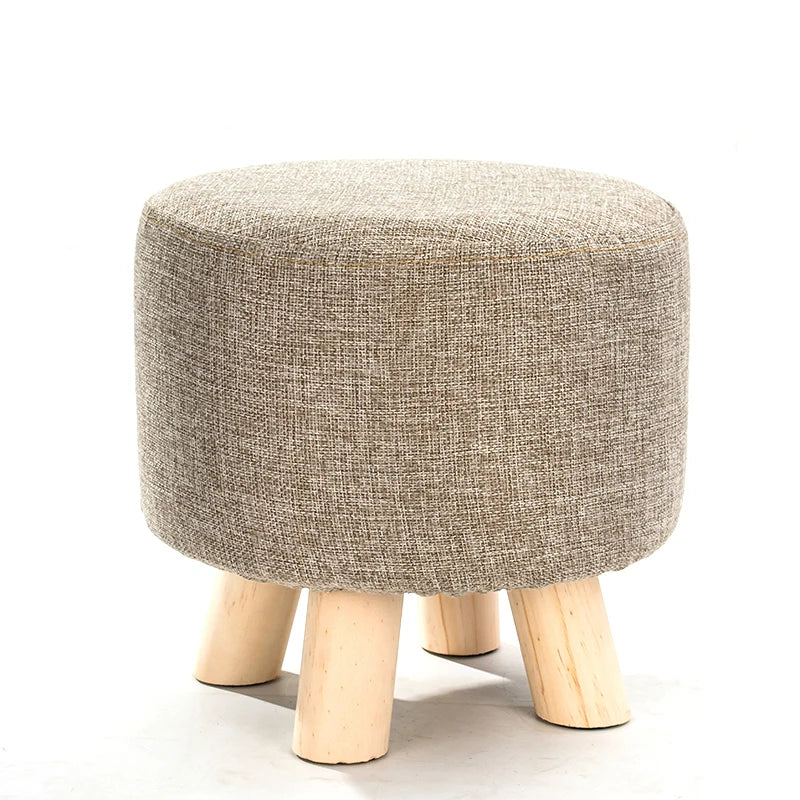 Elastic Footstool Cover Cotton Linen Stretch Sofa Protector Ottoman Slipcover Washable Ottoman Pouffe Foot Rest Stool Covers