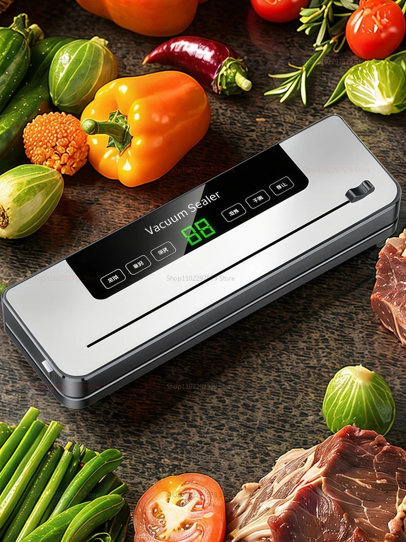 Electric Vacuum Sealer with Built-in Cutter Food Storage Sealer for Kitchen Dry/Wet Wet Food Preservation Sealing Sealer