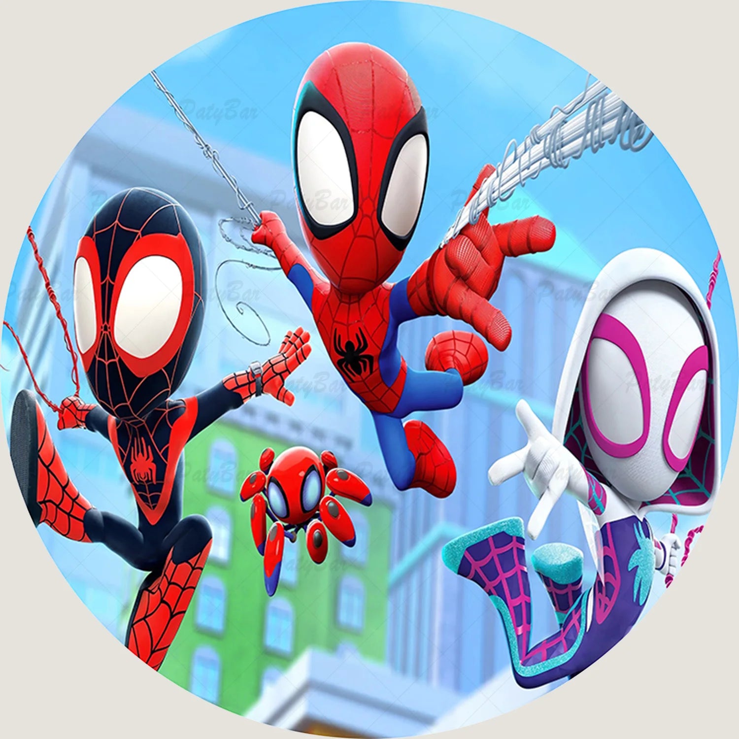 Round Spidey and Amazing Friends Background Kids Birthday Party Backdrop Spider Circle Banner Photography Studios Props