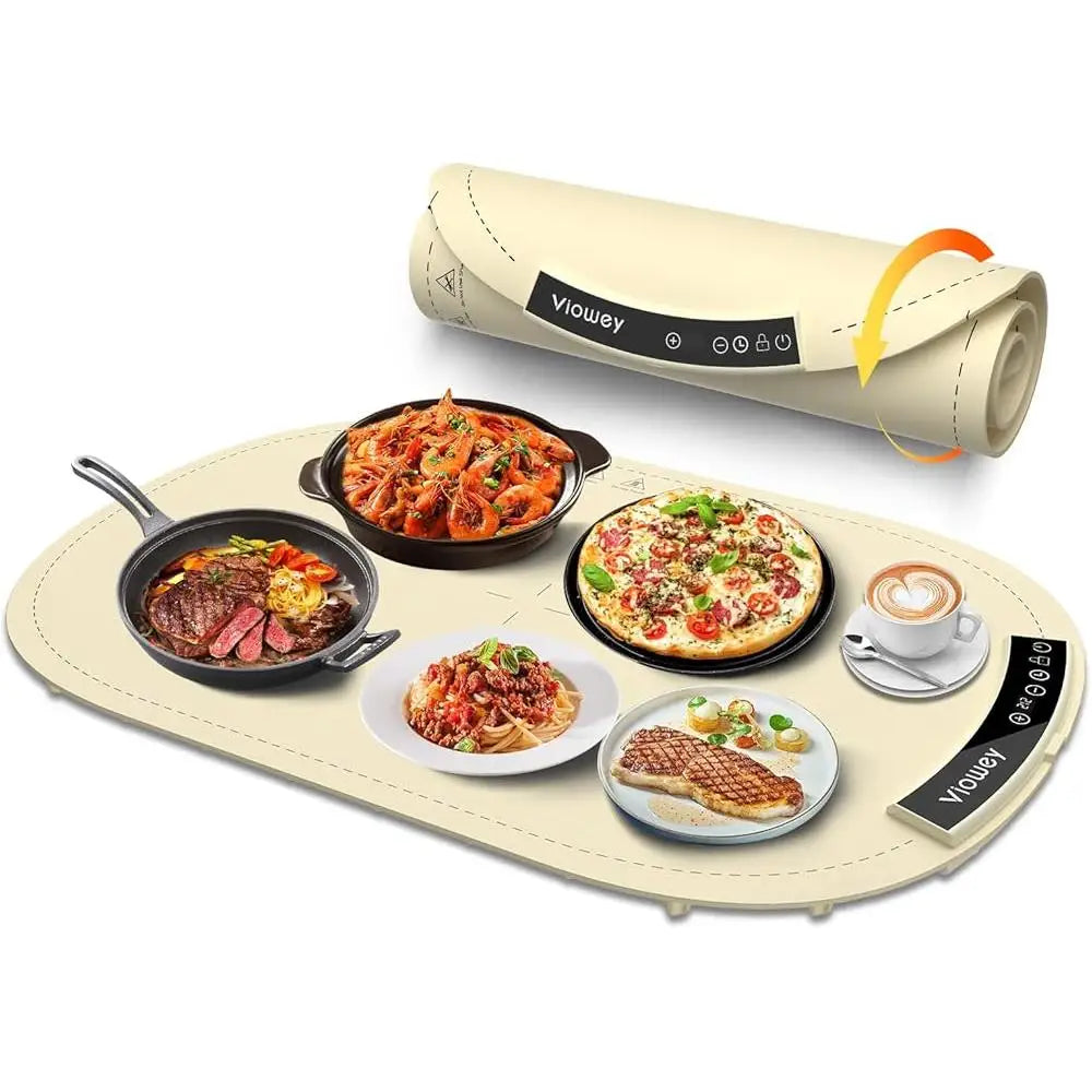 Electric Food Warming Mat Heating Tray with 7 Temperature Settings 4 Hour Timer Fast Heating Safe Buffets Parties Family