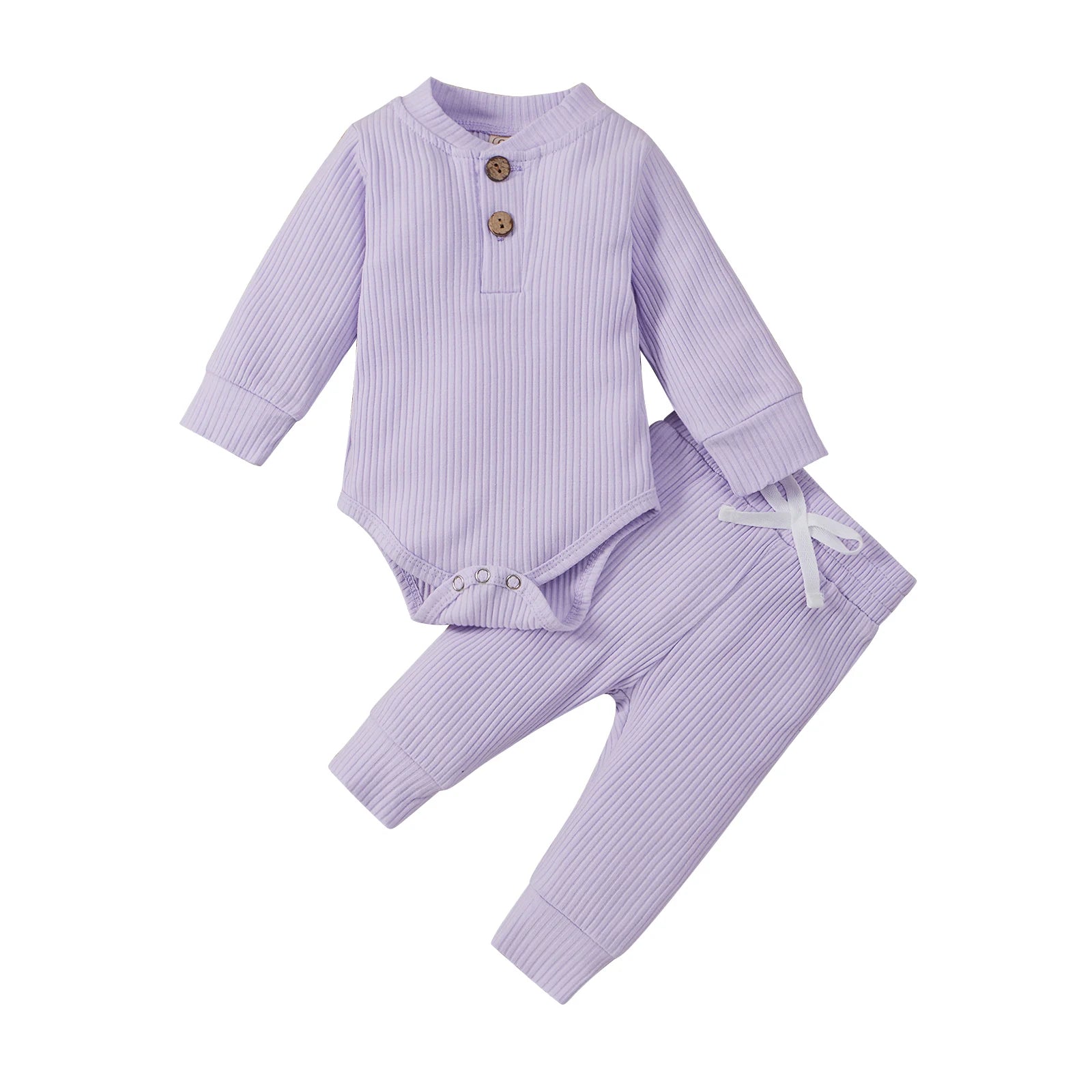 Pudcoco Baby Solid Color Clothes Set Girls Long Sleeve O-neck Jumpsuit Elastic Waist Trousers with Bow-knot 0-24M