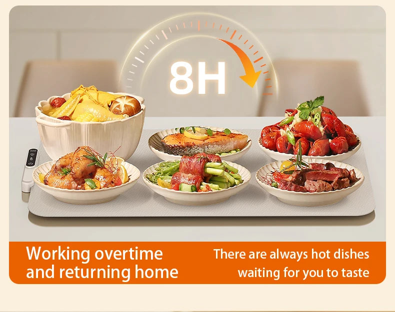 Electric Warming Tray Food Warmer Plate Foldable Portable Smart Food Fast Heating Mat Electric Warming Tray Food Warming Board