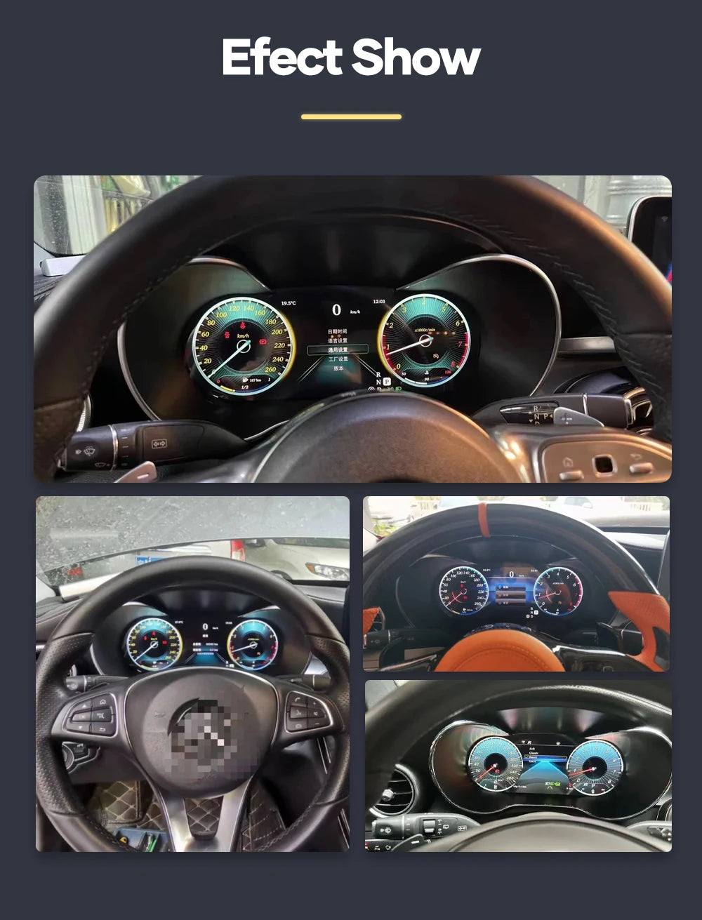 12.3''  Instrument Paneel Cockpit For  Benz C GLC S205 W205 V205 117 X253 2015-2018 Ntg5.0 4.5 5.5Auto Digital Dashboard Cluster