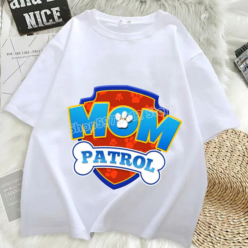 Paw Patrol T Shirts Mom Dad Cotton Tee Summer Short Sleeve Men Women Family Matching Clothes PAPA MAMA Birthday Party Funny Gift