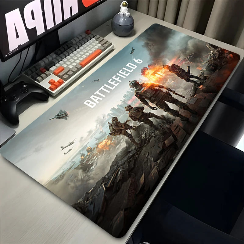 New Gaming Mousepad E-sports B-Battlefield 6 Keyboard Pad Large Game Accessories Lock Edge Desk Mat HD Non-slip Rubber Mouse Pad