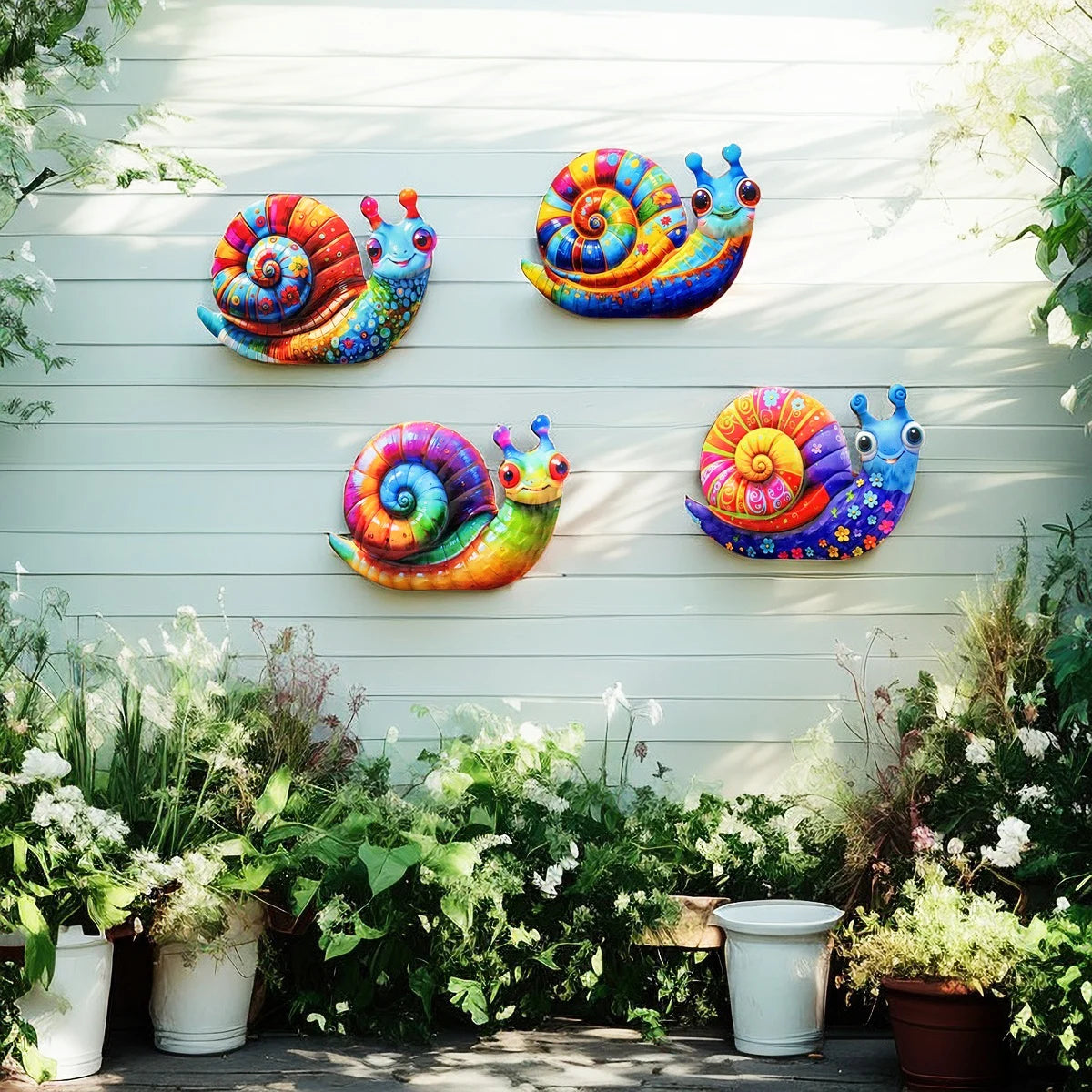 Metal Art Snail Wall Decor Colorful Iron Art Snail Sculptures Snail Hanging Ornament for Outdoor Home Office Yard Garden Wedding