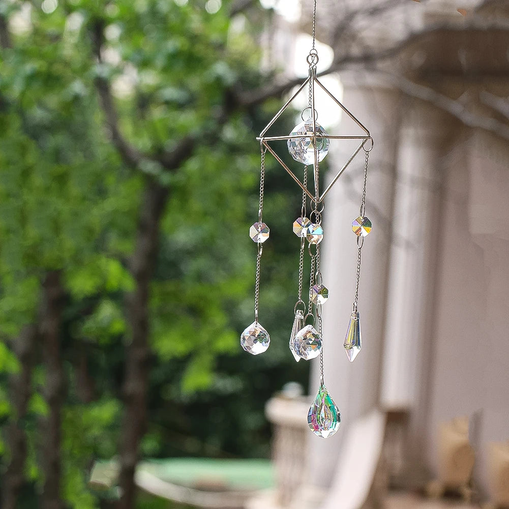 Crystal Suncatchers Hanging Wind Chimes Rainbow Maker Sparkling Crystals Ball Prisms Bead Chain Pendant Garden Wedding Decor