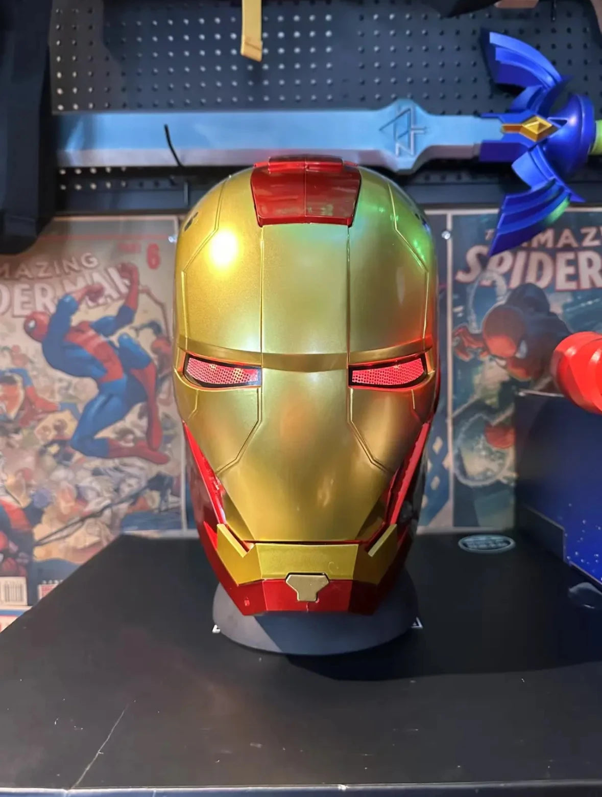 Marvel Comics Iron Man Helmet Electric Wearable Mask 1:1 Automatic Opening And Closing Model Characters Adult Toys Birthday Gift