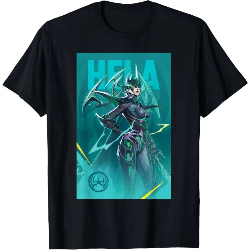 Marvel Death Muse Hela Cartoon Creative Printed T-Shirt Summer New Men's and Women's Large Size Loose Casual Short Sleeve Top