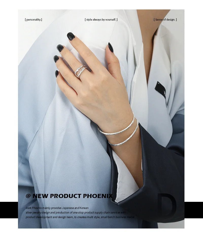 SHANICE 100% S925 sterling silver Tin Foil texture Open Bracelet&Bangles For Women Men Fashion Charm Jewelry Wholesale