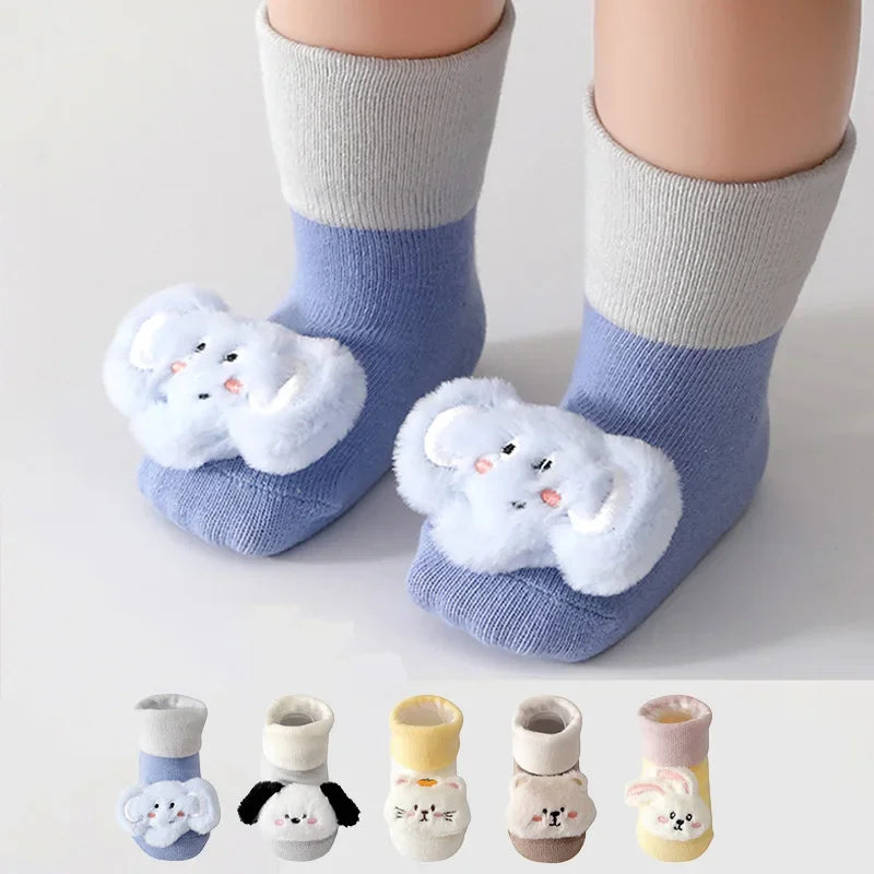 Winter Warm Baby Socks Cute Cartoon Animals Baby Boys Girls Mid Tube Sock Newborn Infant Non-slip Floor Socks