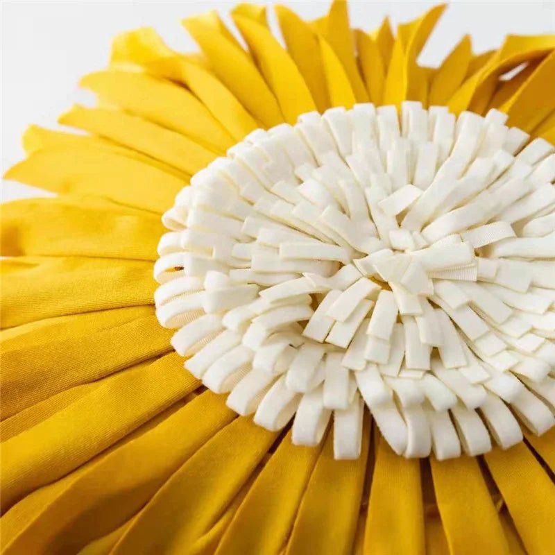 Modern Style Yellow White Throw Pillows Round  45*45 Velvet Stitching 3D Chrysanthemum Cushion Cover Waist Blue Cute Pillowcase