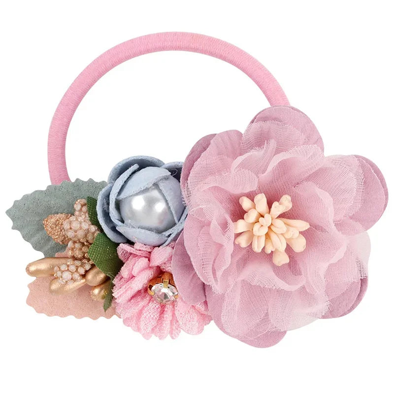 Bandes de cheveux élastiques à fleurs pour filles