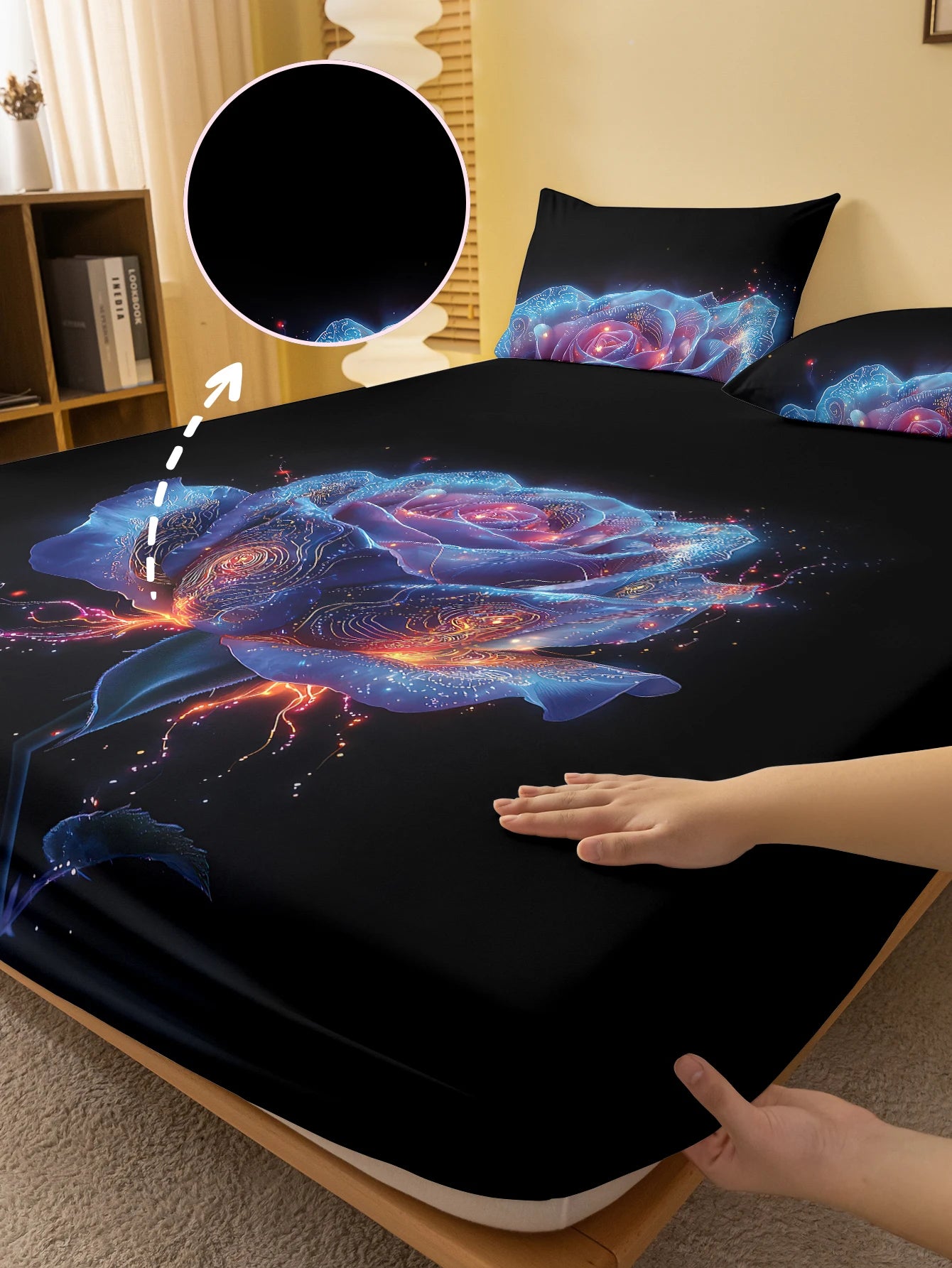 1 Simple modern Plant Flower Purple Rose digital printed frosted Fitted Sheet,bedroom printed bed cover,bedding(No pillowcase)