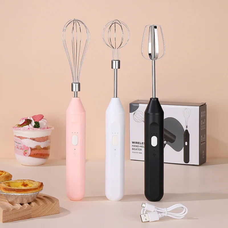 Cordless Multi-Use Whisk System | Compact Handheld Mixer with Milk Frother & Auto-Stirring for Baking, Coffee, and Cream