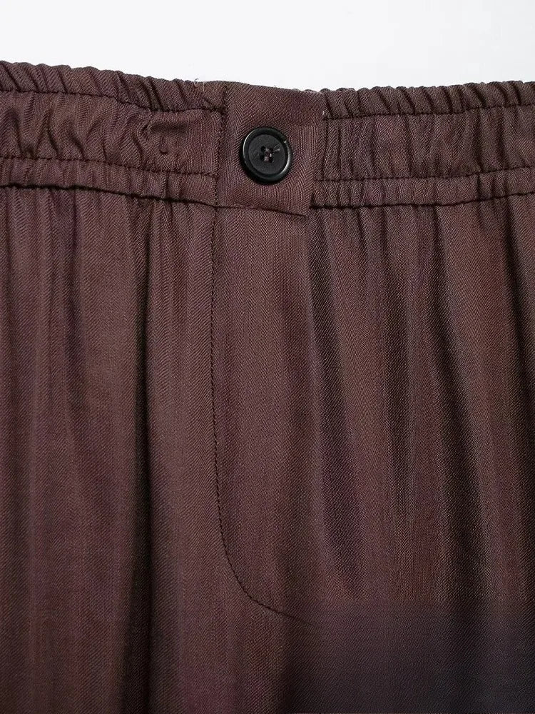 KONDALA Vintage Chic Women Suit Solid Halter Backless Vest Straight Button Loose Pants Fashion 2025 Autumn Office Lady Set