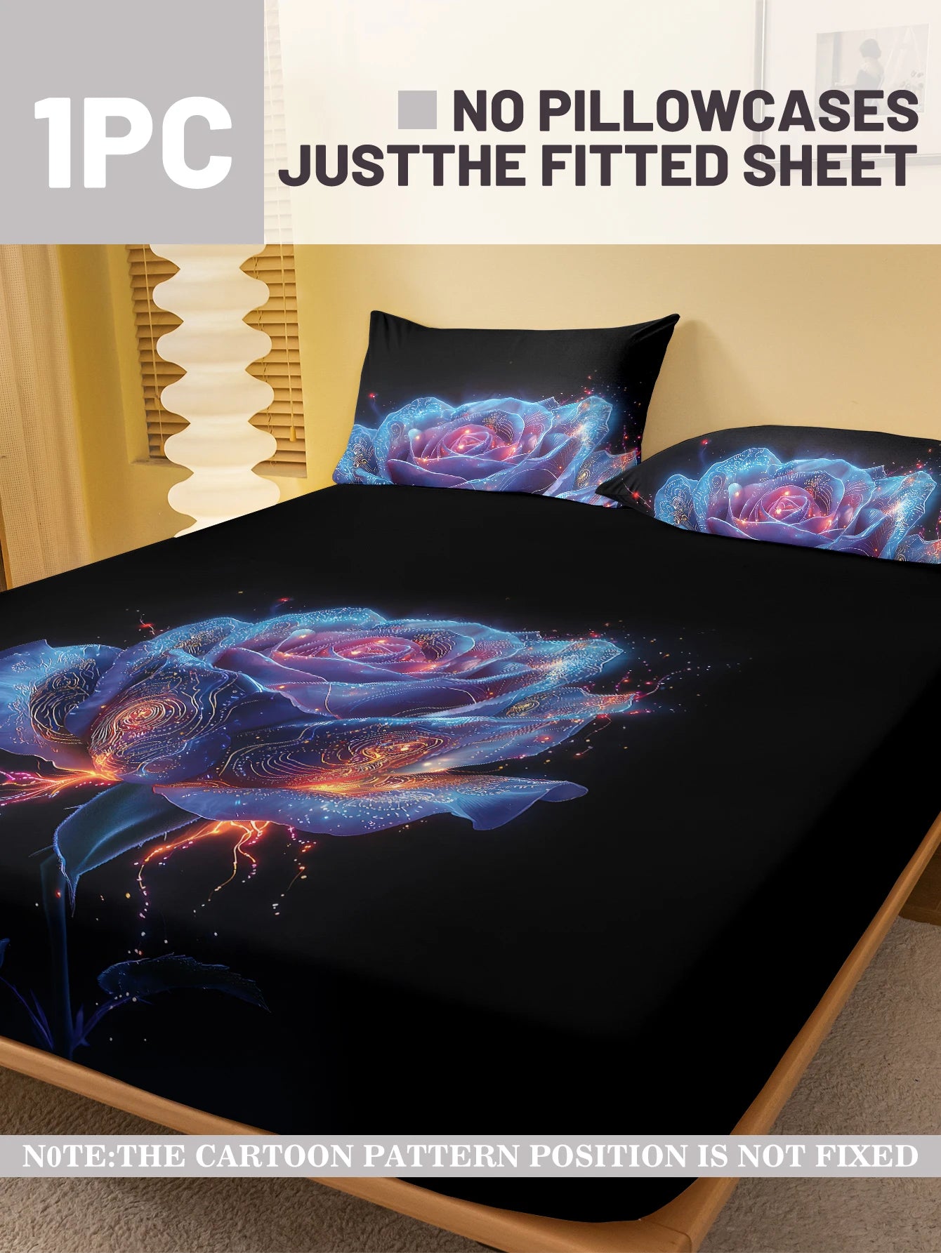 1 Simple modern Plant Flower Purple Rose digital printed frosted Fitted Sheet,bedroom printed bed cover,bedding(No pillowcase)