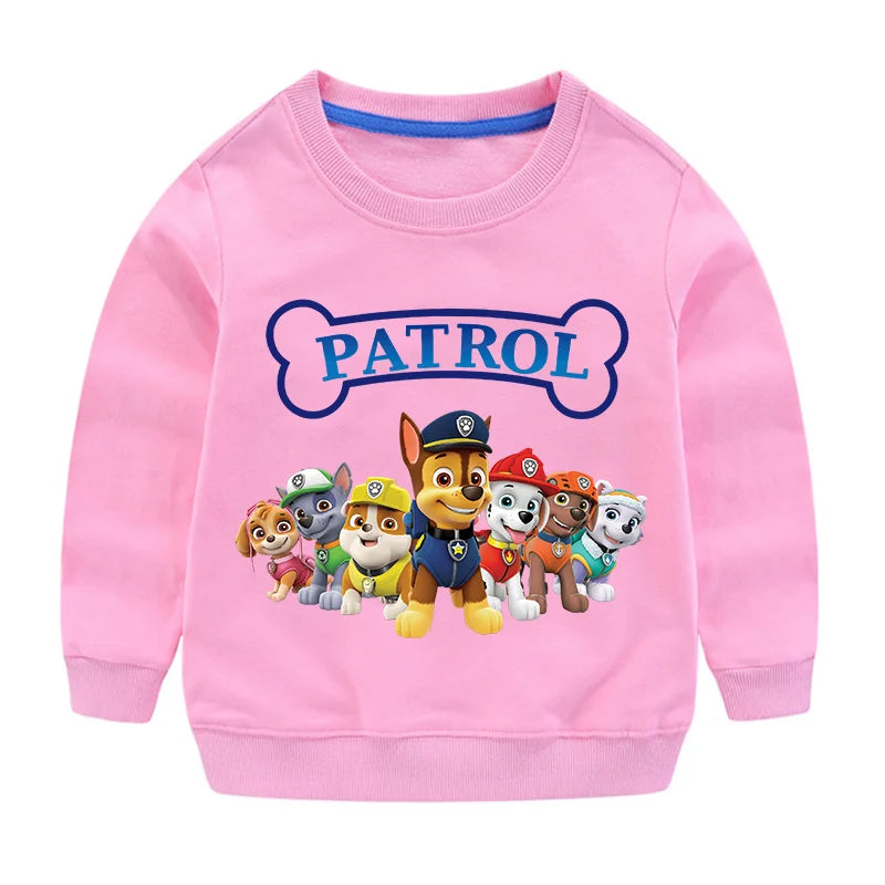 2024 Cute Paw Patrol Sport Casual Hooded Sweatshirt Cartoon Paw Patrol Patchwork Pullover Autumn Hood Sportswear Birthday Gifts