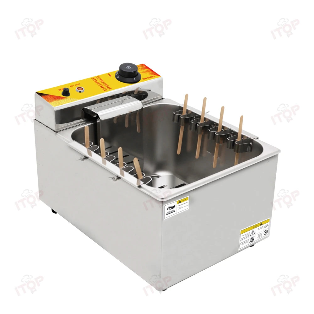 ITOP 12L Commercial Automatic Cheese Hot Dog Sticks Fryer Electric Korean Mozzarella Corn Dog Fryer Machine