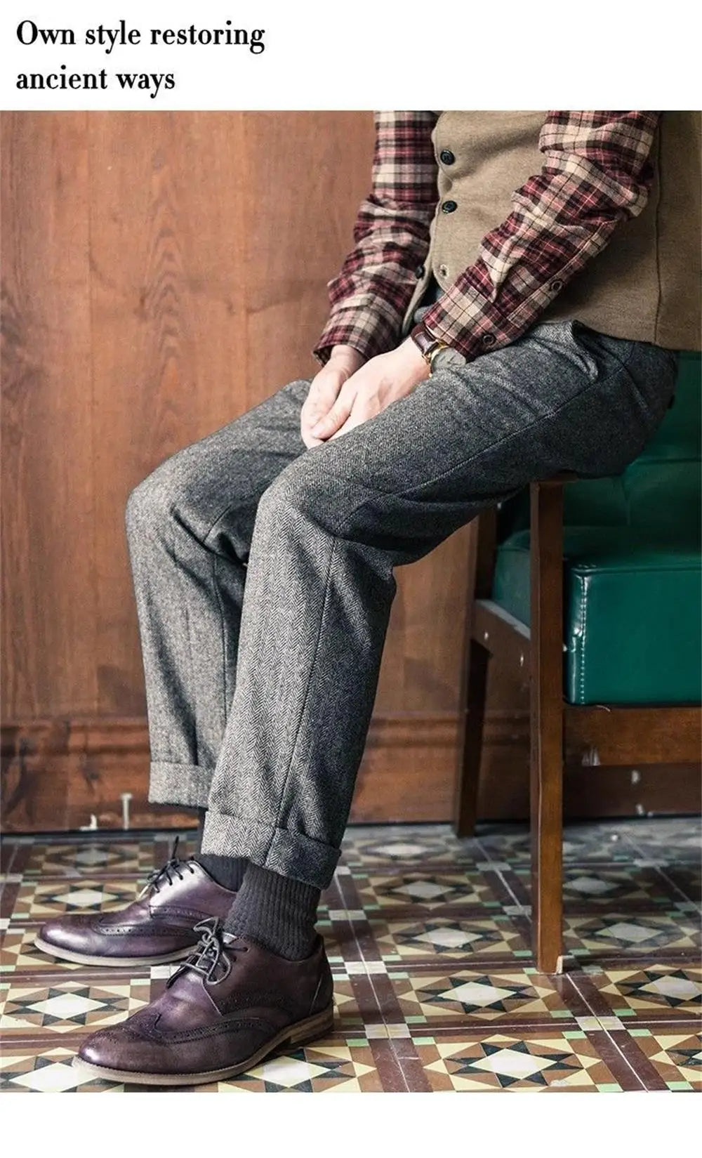 Pantalon de costume en laine style rétro