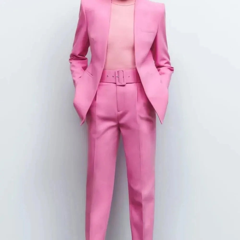 Ensemble 2 pièces pantalon taille haute et veste de bureau