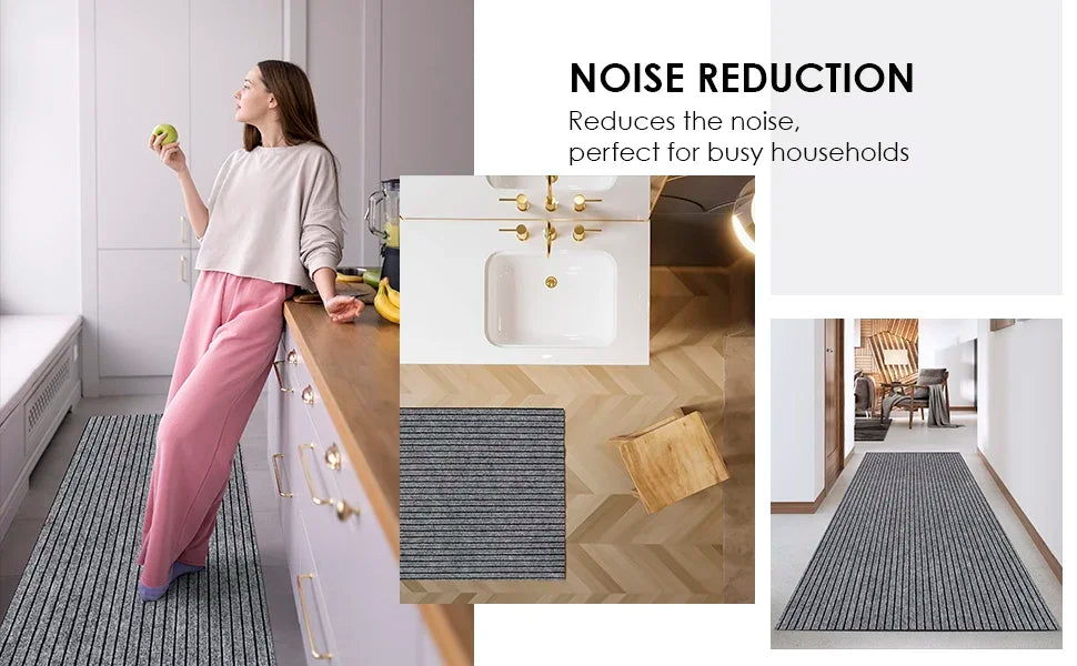 Striped Carpet Solid Color Anti Slip and Waterproof, Easy To Clean, Suitable for Hallway Entrances, Kitchens, Laundry Rooms