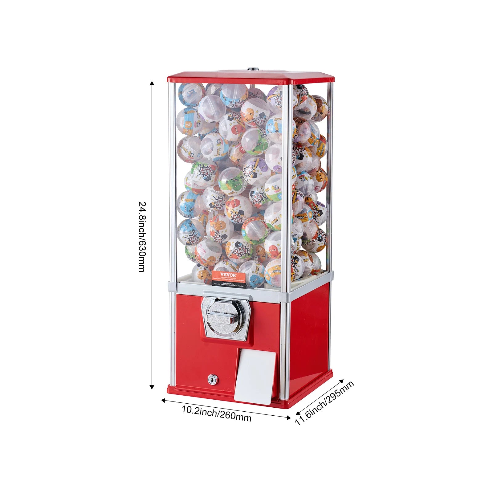 SucceBuy 25inch Gumball Machine for Kids PS 230 Capsule Toys Rectangle Blue For Game Stores Coin Operated Gumball Bank